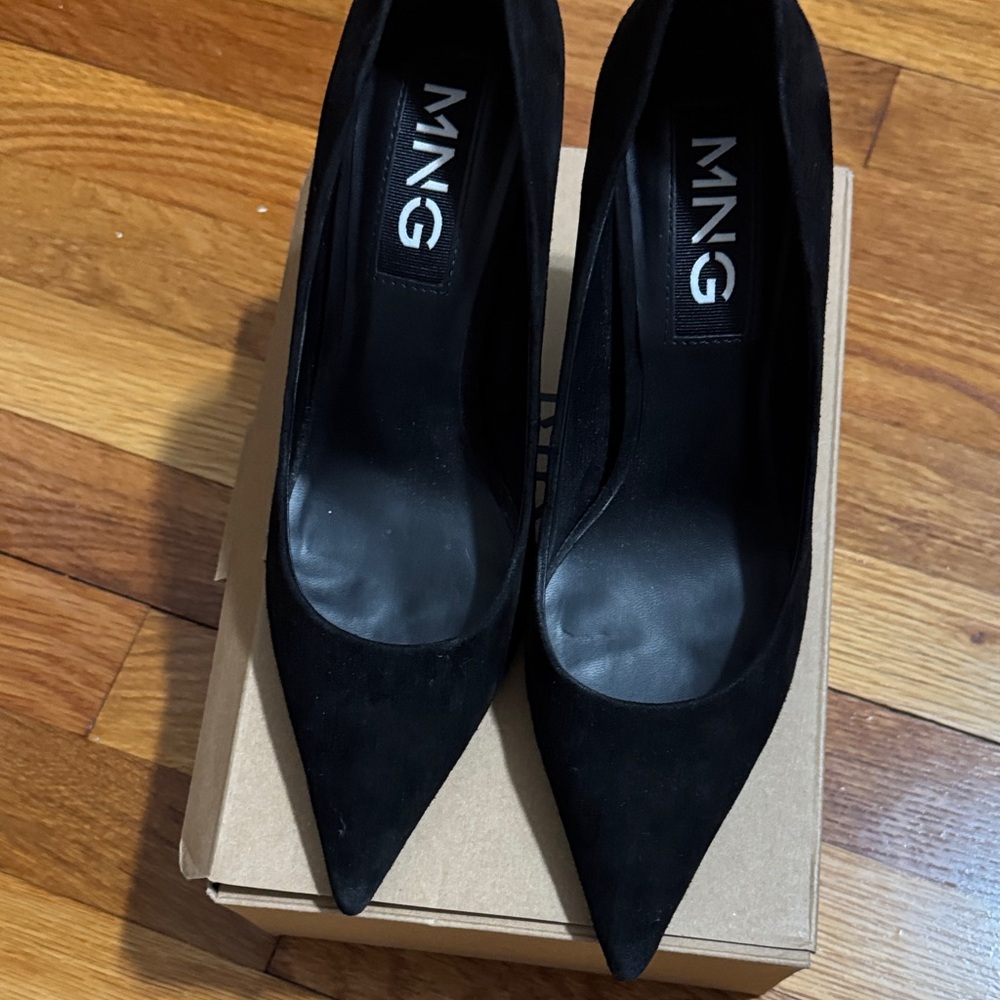 Mango Black Suede Stilettos